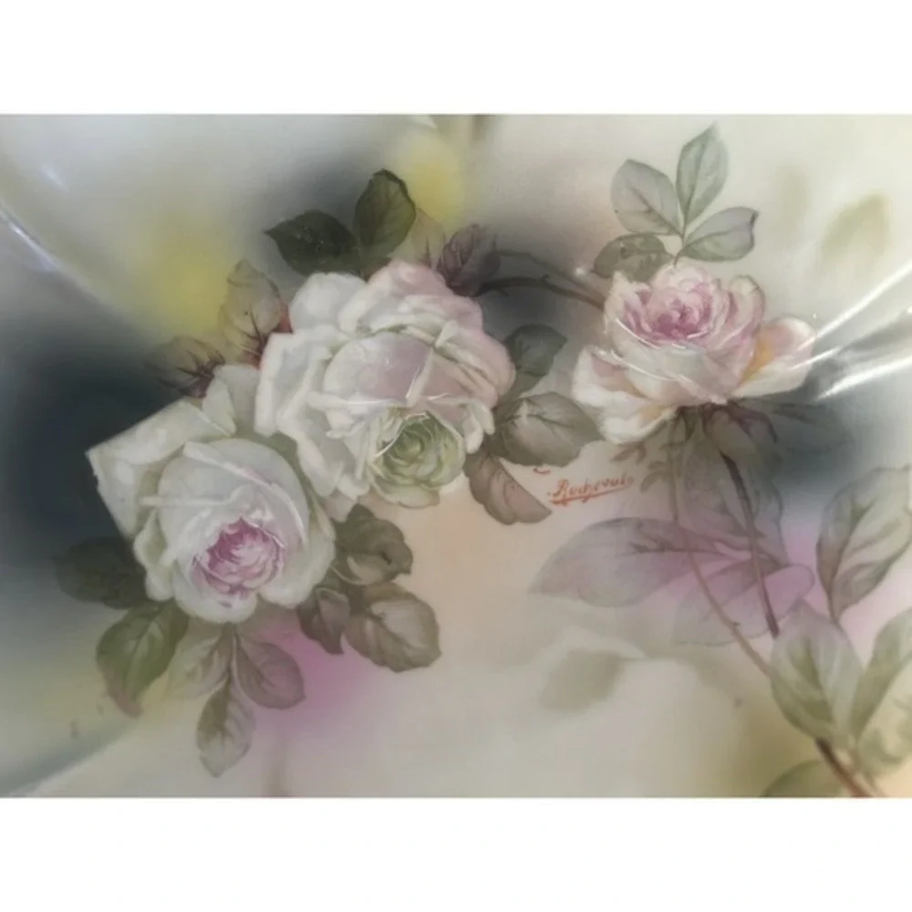 Vintage German Made‎ Artist Signed Serving Bowl Hand Painted By Rocheval Gold